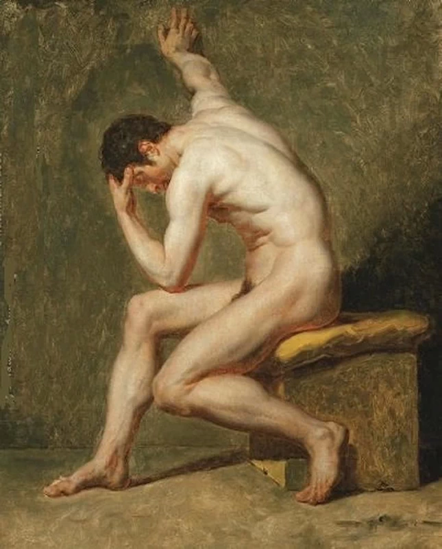 Un nudo maschile seduto
